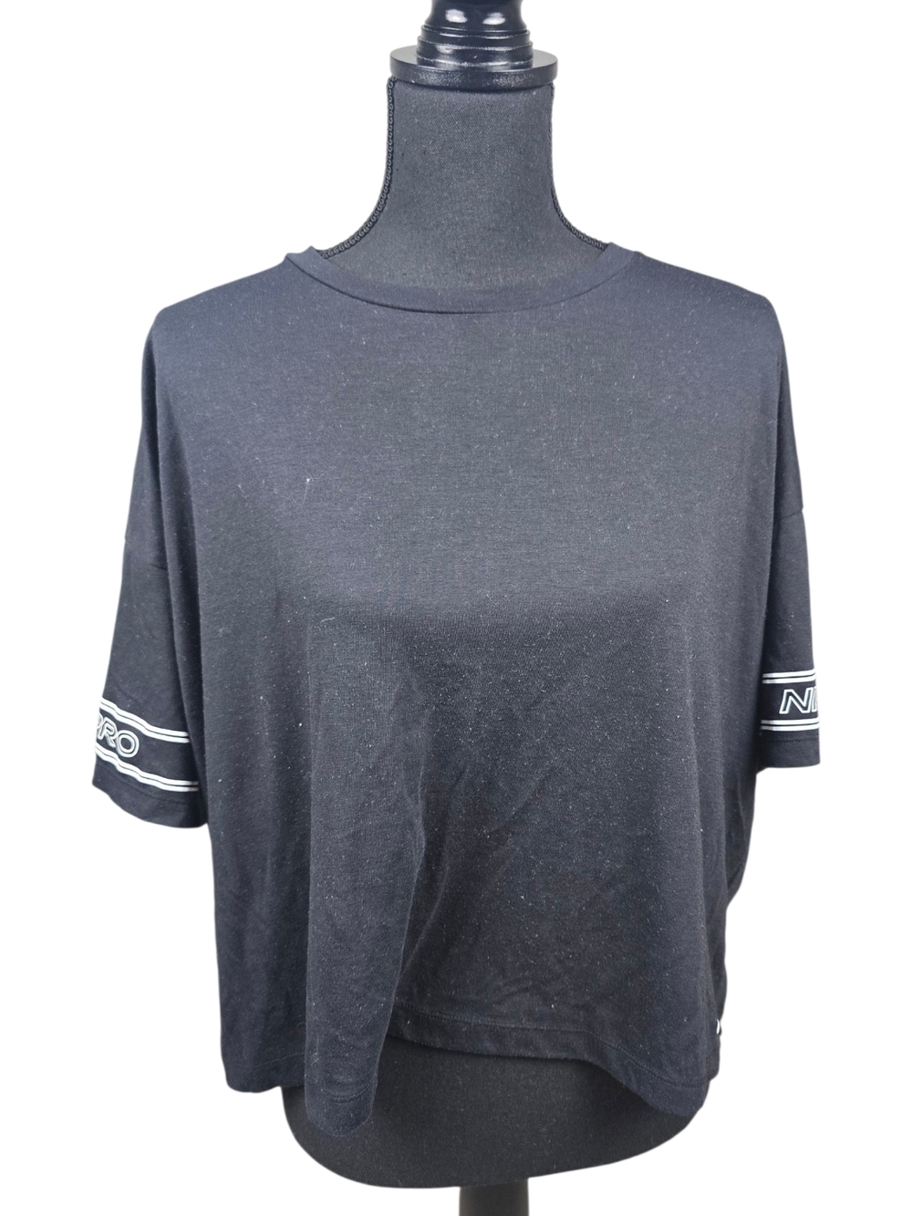 Nike Pro Black Short Sleeve Crewneck Top with Sleeve Stripe
